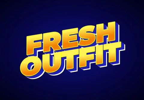 A vibrant graphic design featuring the words Fresh Outfit in bold, 3D typog.. 스톡 일러스트