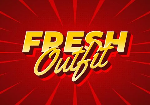 A vibrant graphic design featuring the words FRESH Outfit in bold, stylized.. 스톡 일러스트