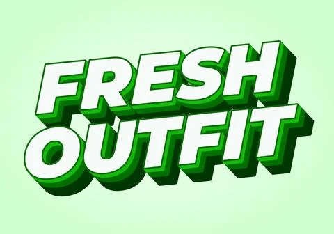 A vibrant graphic design featuring the words fresh outfit in bold, 3D green.. Illustrazione stock
