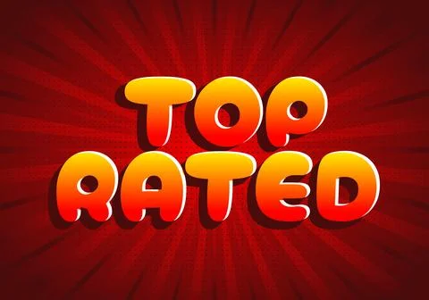 A vibrant graphic design featuring the words Top Rated in bold, rounded let.. Illustrazione stock