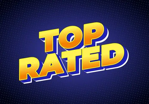 A vibrant graphic design featuring the words Top Rated in bold, yellow and .. Stock Illustration