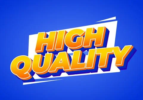 A vibrant graphic design featuring the words high quality in bold, 3D typog.. Illustrazione stock
