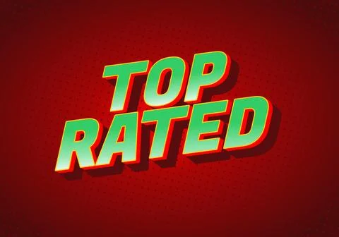 A vibrant graphic design featuring the words Top Rated in bold, three dimen.. Stockillustratie