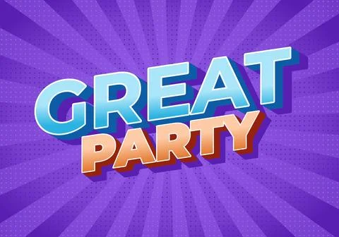 A vibrant graphic design featuring the words Great Party in bold, colorful .. Stock Illustration