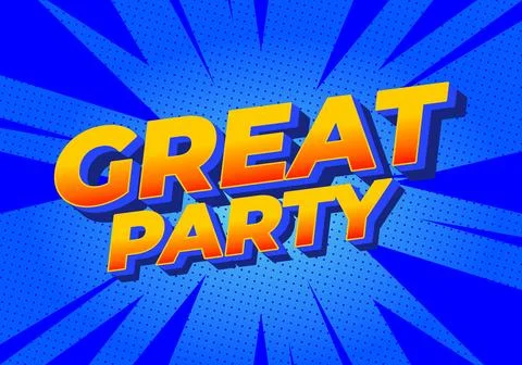 A vibrant graphic design featuring the words Great Party in bold, 3D typogr.. Stock-Illustration