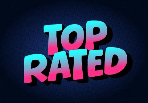 A vibrant graphic design featuring the words Top Rated in bold, colorful le.. 스톡 일러스트