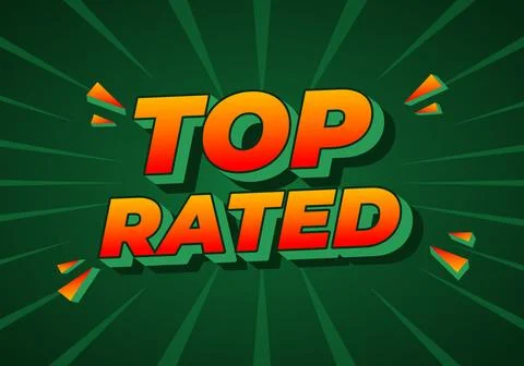 A vibrant graphic design featuring the words Top Rated in bold, colorful ty.. Illustrazione stock