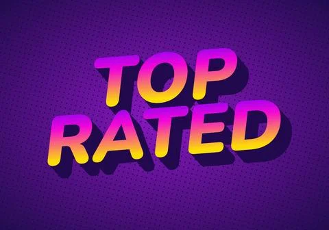 A vibrant graphic design featuring the words Top Rated in bold, 3D style wi.. Illustrazione stock