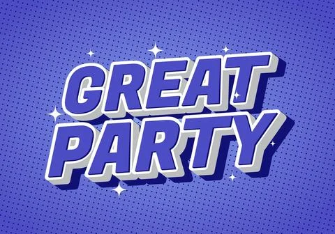 A vibrant graphic design featuring the words Great Party in bold, playful t.. Stock Illustration