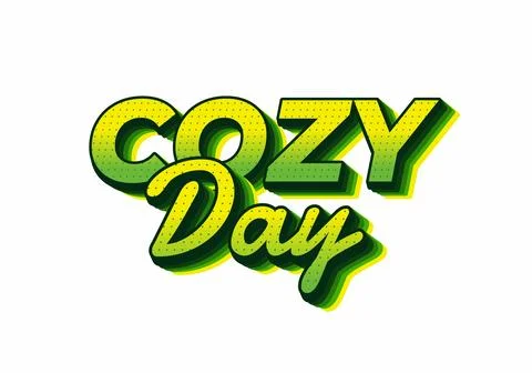 A vibrant graphic design featuring the words Cozy Day in a playful, bold fo.. Illustrazione stock