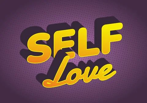 Vibrant graphic design featuring the words SELF LOVE in bold, playful typog.. Illustrazione stock