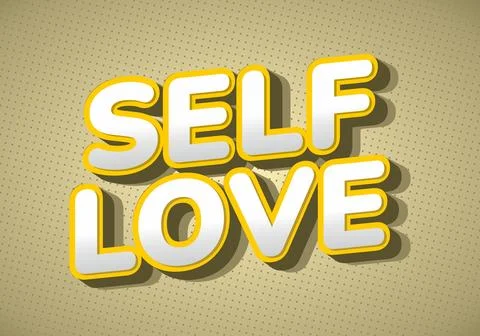 A vibrant graphic design featuring the words Self Love in bold, playful typ.. Stock Illustration