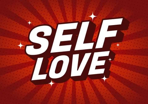 A vibrant graphic design featuring the words self love in bold, stylized ty.. Illustrazione stock