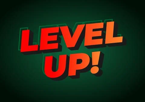 A vibrant graphic design with LEVEL UP! in bold, 3D letters. Colors transit.. 스톡 일러스트