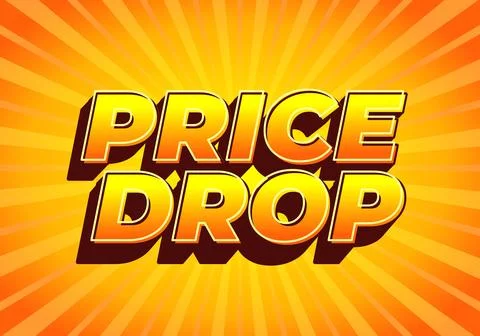 A vibrant graphic featuring bold, 3D text that reads PRICE DROP against a b.. Stock Illustration
