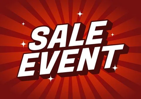 A vibrant graphic featuring bold text that reads SALE EVENT against a red b.. Stock Illustration