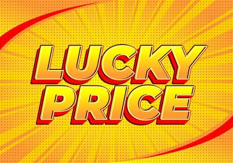 A vibrant graphic featuring the bold text Lucky Price in yellow and orange .. Stock Illustration