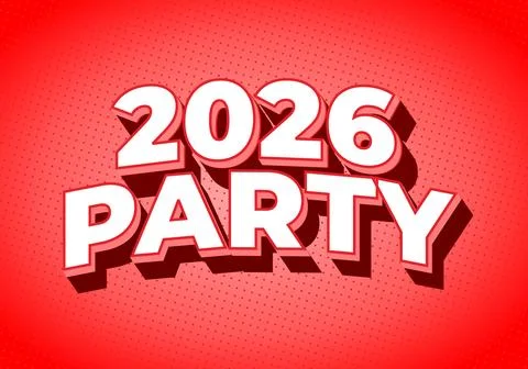A vibrant graphic featuring bold, three dimensional text that reads 2026 PA.. Stock Illustration