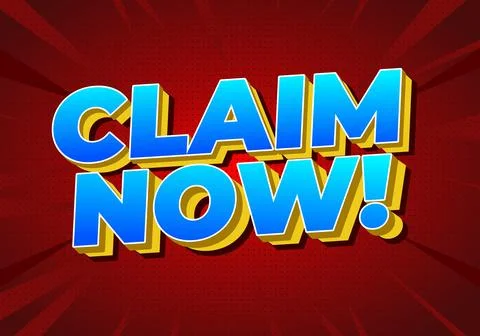 A vibrant graphic featuring the text CLAIM NOW! in bold, colorful letters a.. Stock Illustration