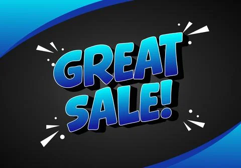 A vibrant graphic featuring the text Great Sale! in bold, blue letters with.. Stock Illustration