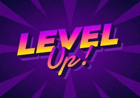 A vibrant graphic featuring the text LEVEL UP! in bold, stylized typography.. 스톡 일러스트