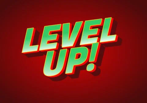 A vibrant graphic featuring the text LEVEL UP! in bold, 3D style with a red.. Stock Illustration
