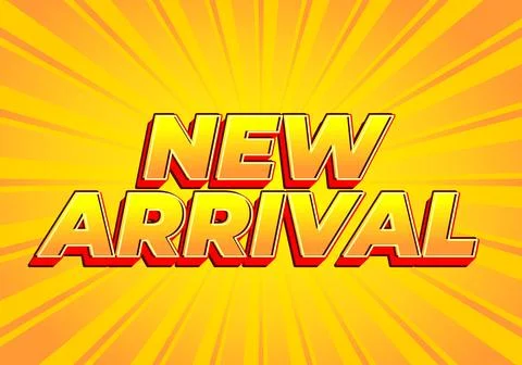 A vibrant graphic featuring the text NEW ARRIVAL in bold, colorful letters .. 库存插图