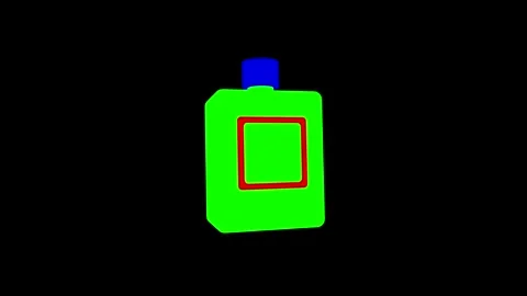 Vibrant Green 3D Cologne Bottle with Blue Cap against Black Background Vídeos de archivo 341921489