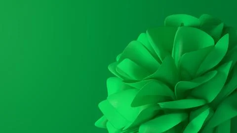 Vibrant green 3d illustration featuring an abstract stylized organic flower. Stock Illustration
