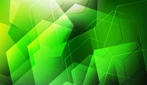 Vibrant green abstract geometric background featuring dynamic glowing polygonal Stock Illustration