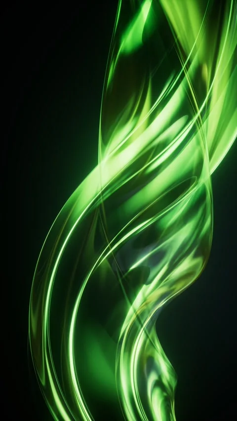 Vibrant green abstract liquid vortex flowing on dark background motion graphi Stock Footage 327247992