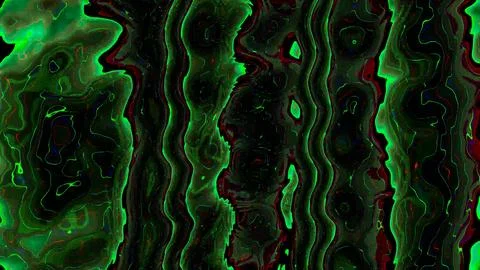 Vibrant green abstract pattern with wavy lines and dark background イラスト素材