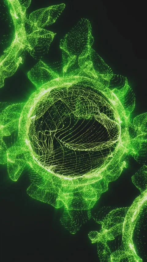 Vibrant green abstract sphere patterns create an engaging atmosphere Stock Footage 315272111