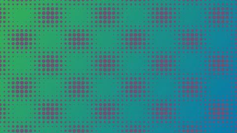 Vibrant Green and Blue Gradient Background Featuring a Purple Halftone Polk.. Stock Illustration