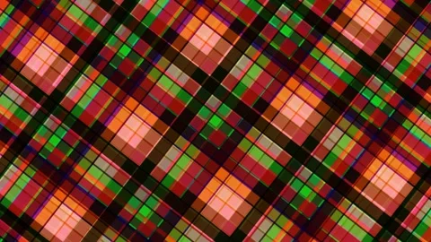 Vibrant Green and Orange Diagonal Tartan Plaid Background Stock Footage 332075358