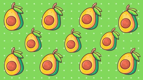 Vibrant green avocado slice animation background seamless repeating loop 스톡 동영상 344776891