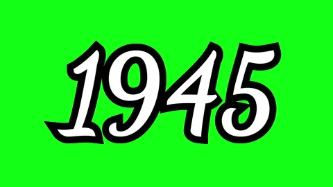Vibrant green background featuring the bold number 1945 Stock Footage 310000632