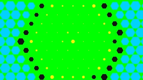 A vibrant green background featuring a geometric pattern of colorful hexagons Stock Footage 340900605