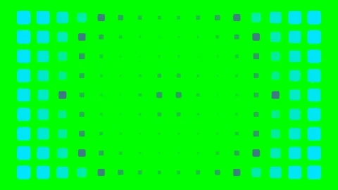 A vibrant green background featuring a grid of varying blue square shapes Stock Footage 340904086