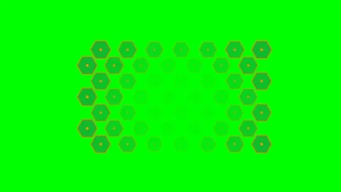 A vibrant green background featuring an organized cluster of orange hexagons Stock Footage 340267708