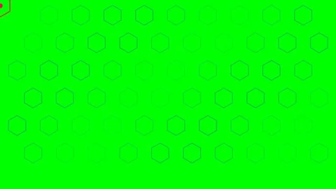 A vibrant green background featuring a pattern of dark blue outlined hexagons Stock Footage 340266523