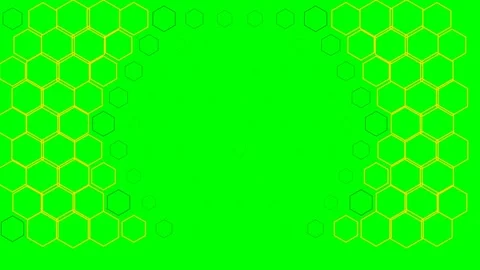 Vibrant green background featuring a symmetrical pattern of golden hexagons Stock-Footage 340266335