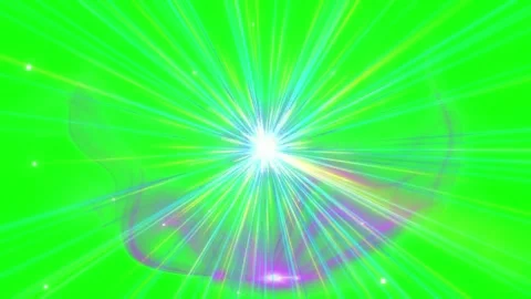 Vibrant green background with radiant light effects and colorful beams Stock Footage 337603207