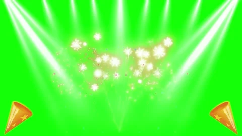 Vibrant green background with sparkling fireworks Видео 337983489