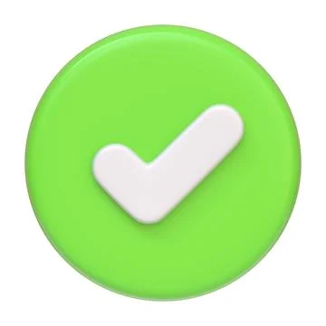 Vibrant green button showcasing a white check mark Stock Illustration