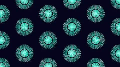 Vibrant green circle pattern energetic overlapping circles with glowing centers Stock Footage 258928177