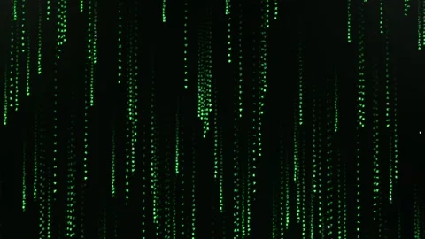 Vibrant Green Digital Code Flowing Down a Black Screen Representing Cyber Stock Footage 334733298