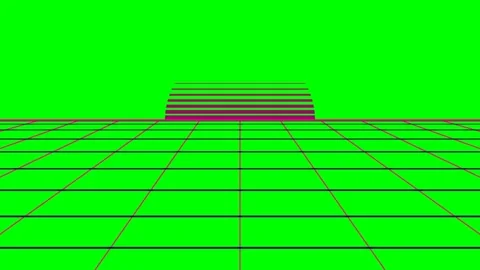 A vibrant green digital landscape featuring a set of abstract floating stairs Stock Footage 340267520