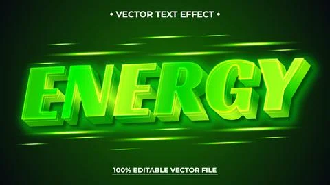 Vibrant Green Energy Text Effect with Glowing Lines Stock Illustration