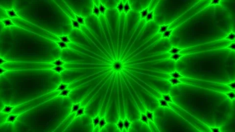 Vibrant Green Fractal Pattern with Radiating Symmetrical Design Stock Illustration